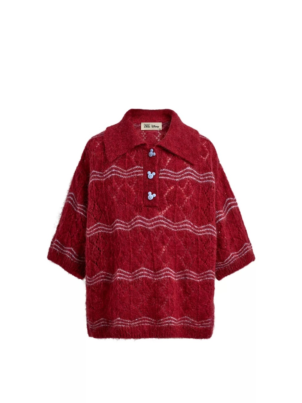 Zara Openwork Knit Polo Shirt Harry Lambert for Zara x Disney